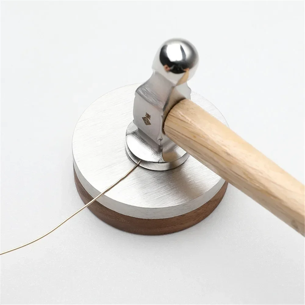 Leatherwork Mallet - ステンレス鋼丸頭ハンマーミニ木製プロフェッショナルハンドツール高級金細工ジュエリーレザーゴールドハンマーツール