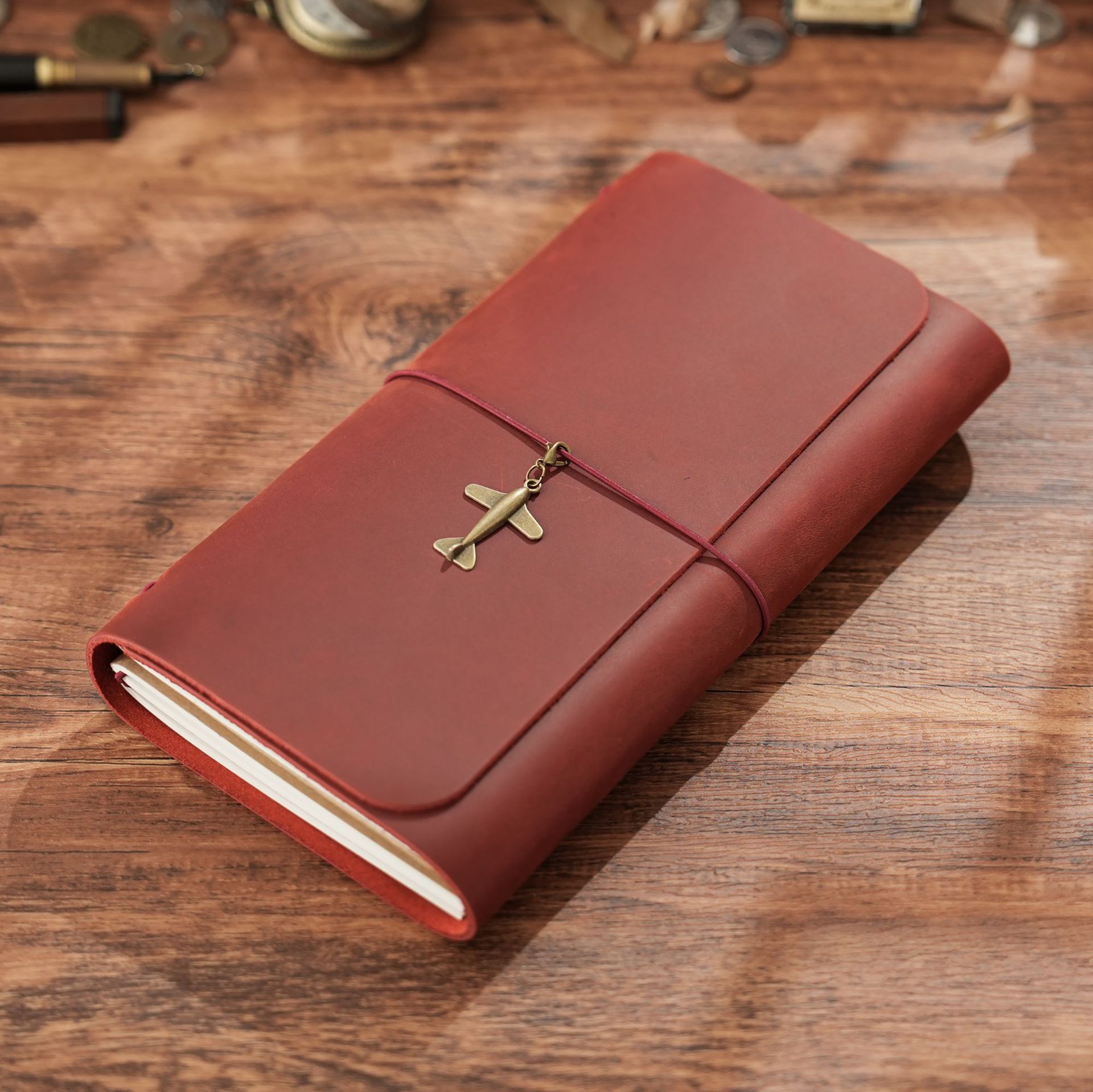 Leatherwork Books - 新着トリプルフォールド TN トラベラーズノート本牛革ヴィンテージ日記ジャーナルクリエイティブメモ帳 22x12.5x3cm
