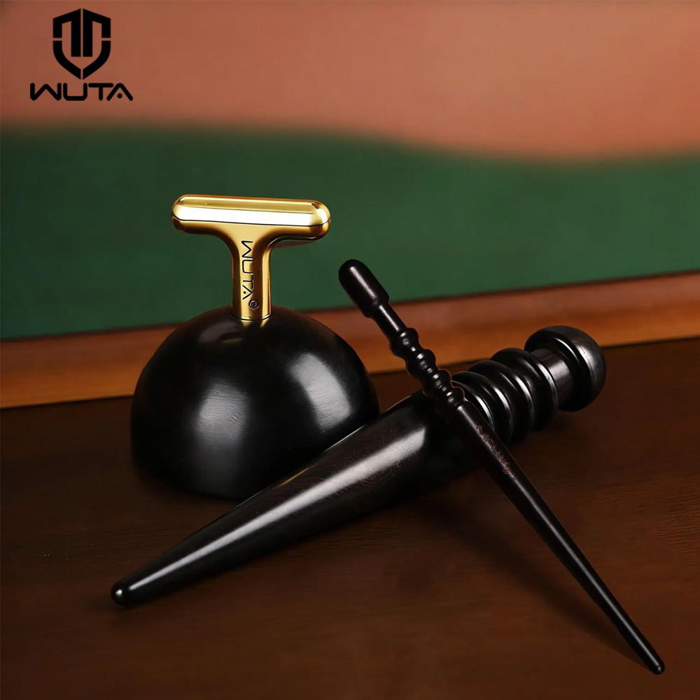 Leatherwork Mallet - WUTA 1PC プロレザーエッジバーニッシャー高密度黒檀黒木スリッカーアップグレードバーニッシング＆ポリッシングDIYレザークラフトツール