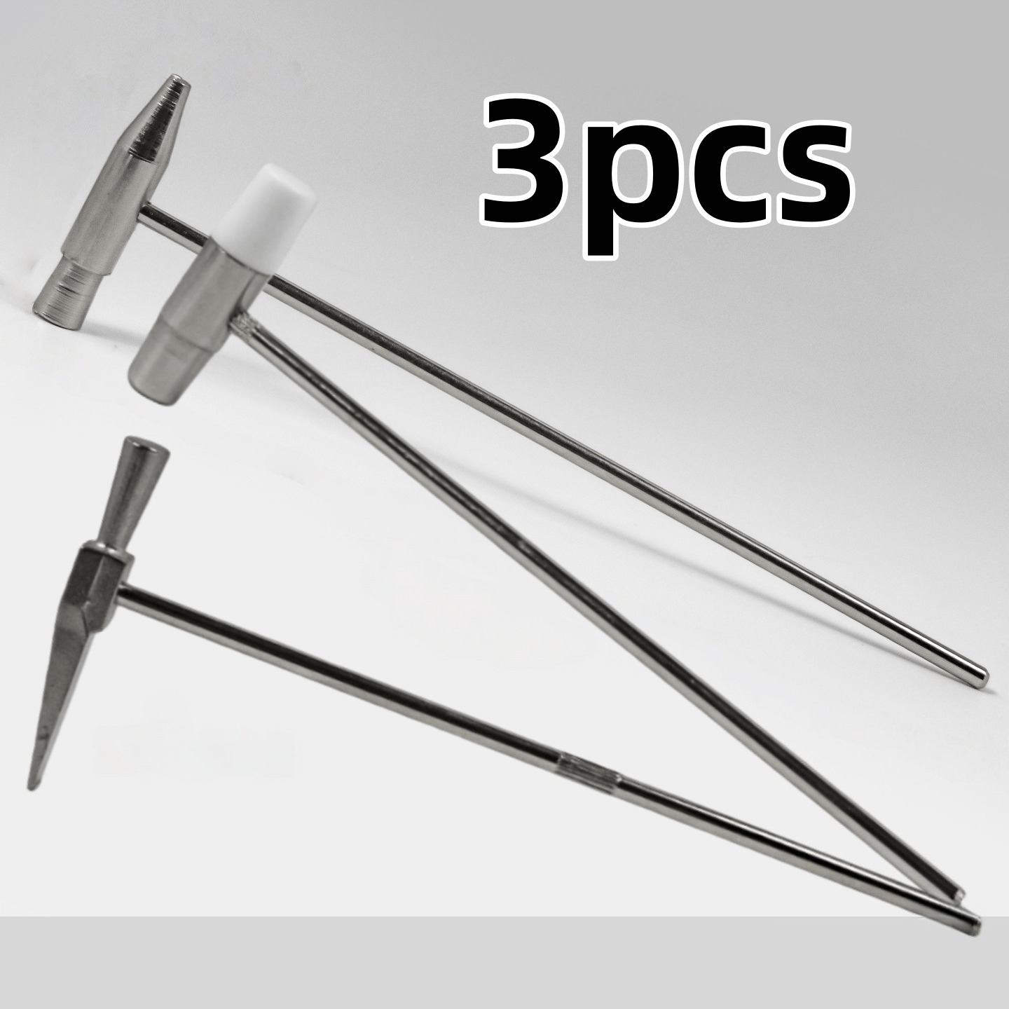 Leatherwork Mallet - 3個入り高耐久ステンレス製ジュエリー製作＆カリンバ調律ハンマー - 多用途ツール、DIYクラフトに最適