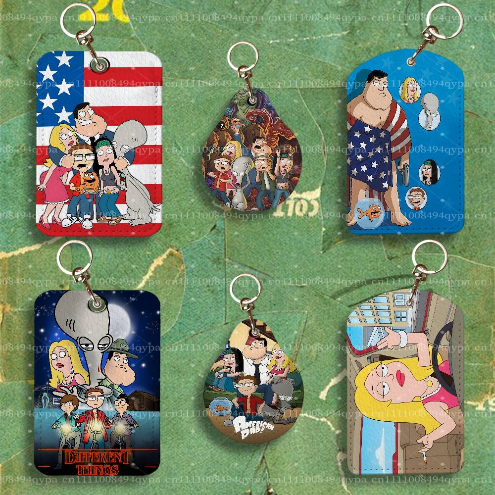 Leather Working - A-American Dad カートゥーンロジャー キーチェーン カードホルダー レザー製