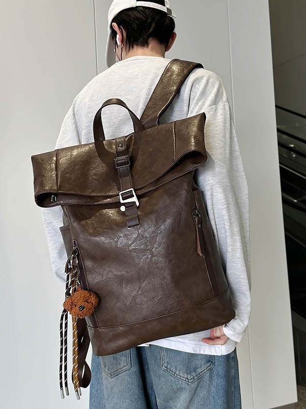 ヨーロピアンアメリカンヴィンテージロールトップバックパック、 - Leather Work Womens Backpack のレビューと価格