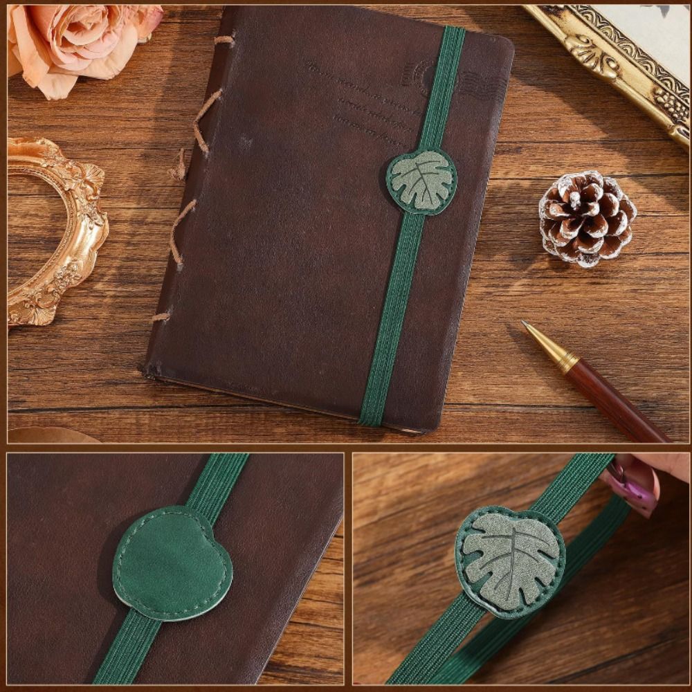 ヴィンテージ弾性バンドレザーブックマーク紛失防止多用途 PU - Leatherwork Books のレビューと価格