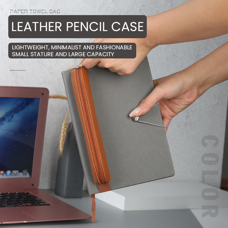 ジッパー付き鉛筆スリーブ付きPUレザーペンホルダー、ゴムバン - Leatherwork Books のレビューと価格