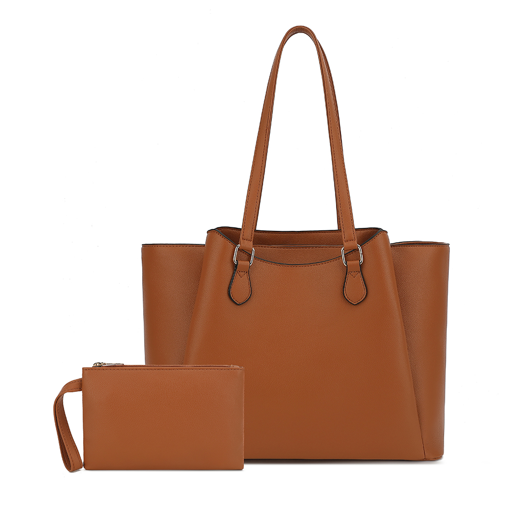 女性用トートバッグ、ポーチ付き大型PUレザーショルダーハンド - Leather Work Is のレビューと価格