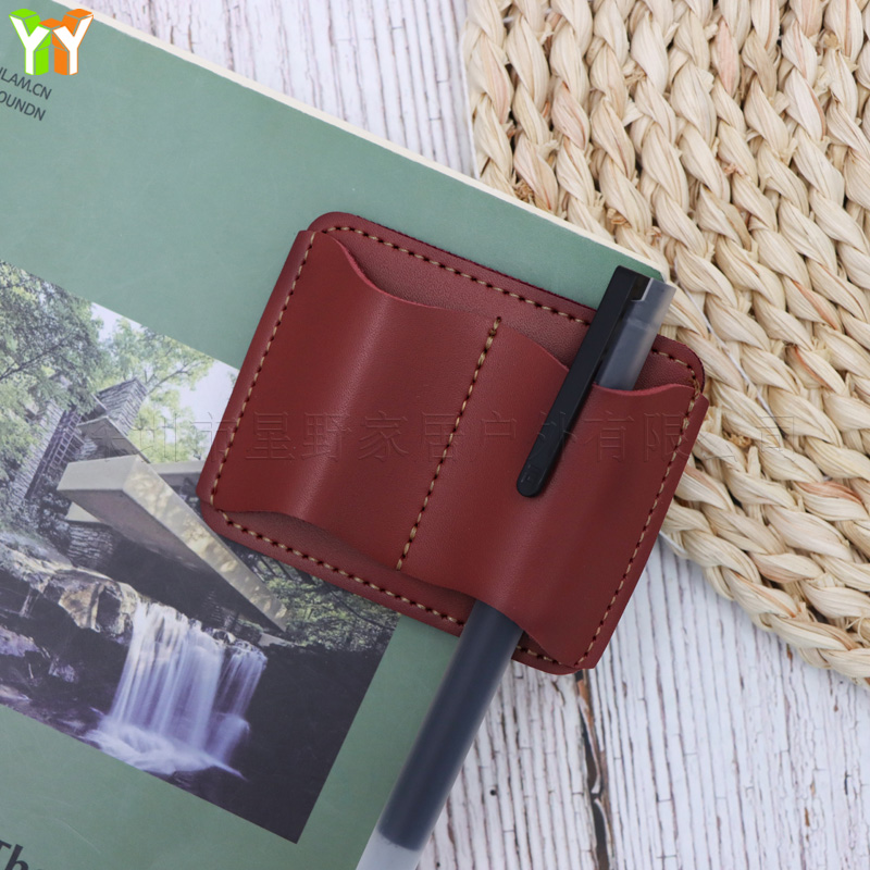 ポータブル PU レザーペンホルダーノートブックペンクリップ - Leatherwork Books のレビューと価格
