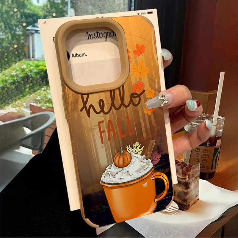 レトロなメープルリーフ柄の秋のコーヒーデザインのiPhone - Leather X のレビューと価格