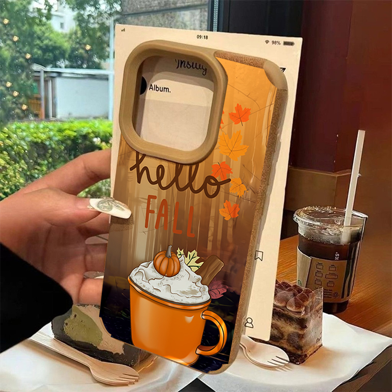 レトロなメープルリーフ柄の秋のコーヒーデザインのiPhone - Leather X のレビューと価格