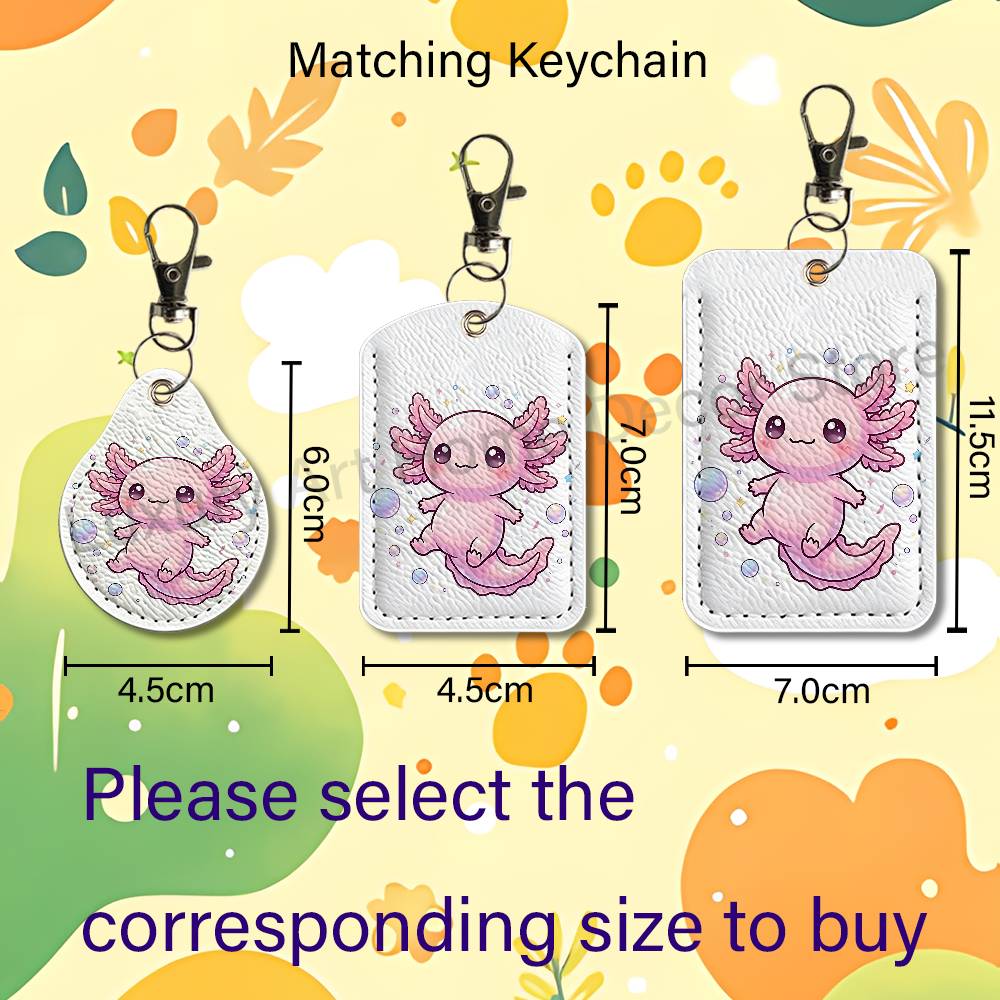 かわいいピンクの A-Axolotl 漫画ホルダーキーホルダ - Leather Work Is のレビューと価格
