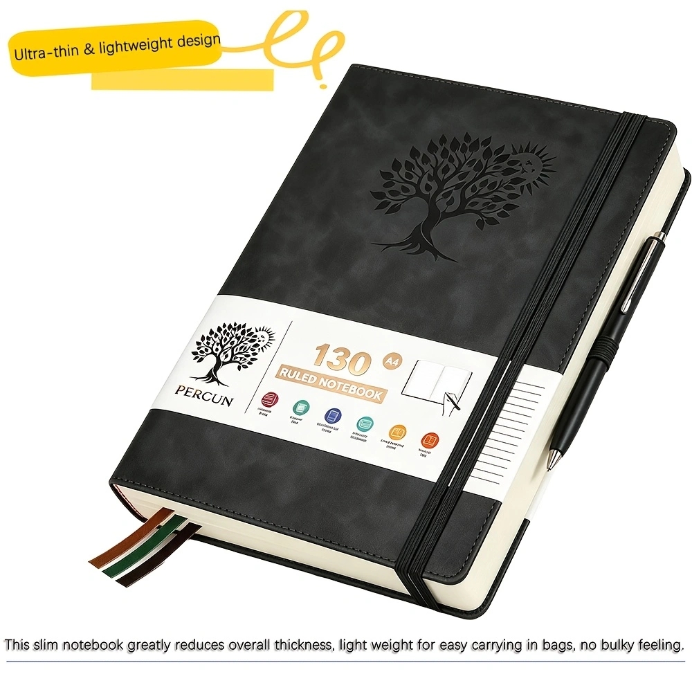 A4罫線入りハードカバーダイアリーノート、フェイクPUレザー - Leatherwork Books のレビューと価格