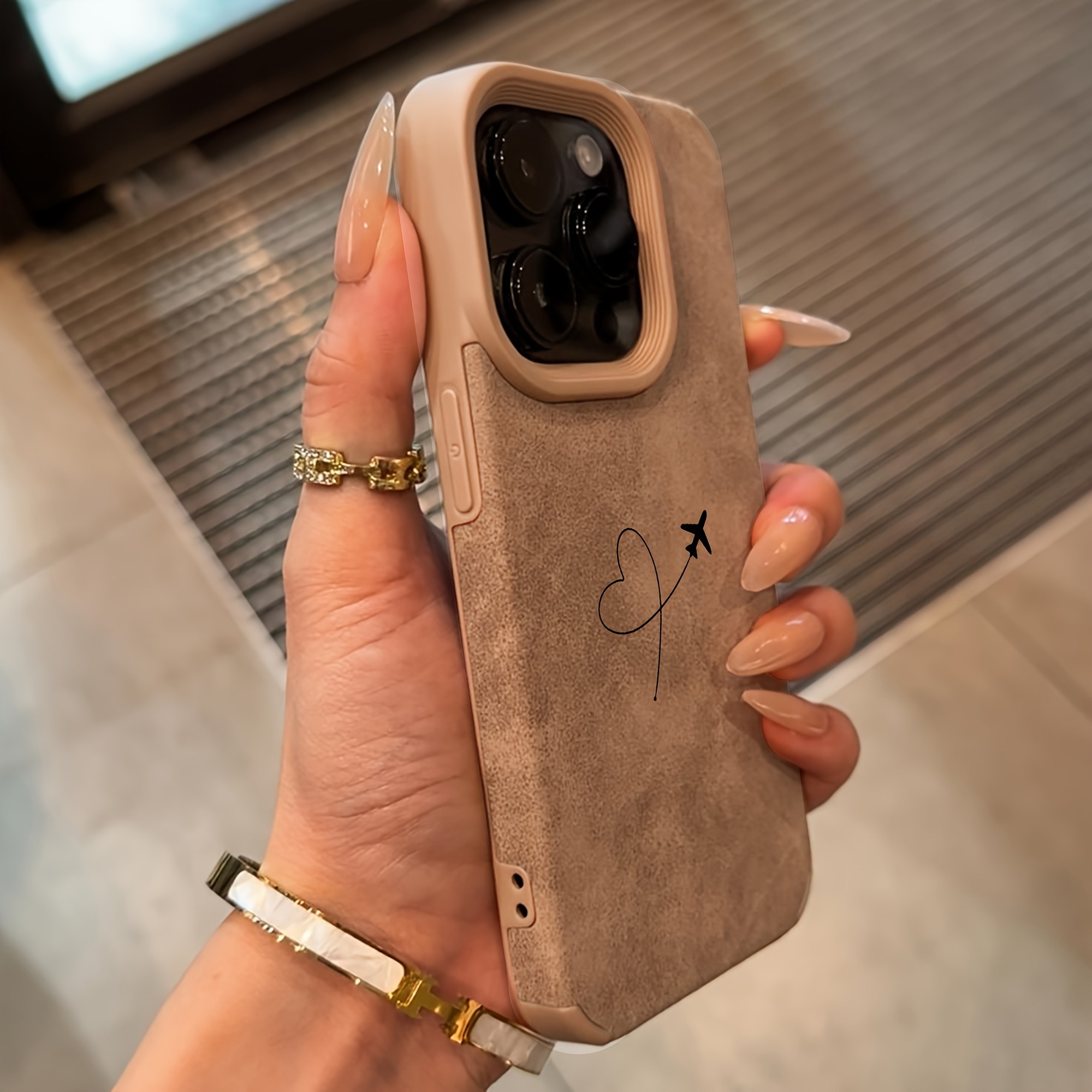 飛行機ルート ハートデザイン フェイクレザー製 iPhone - Leather X のレビューと価格