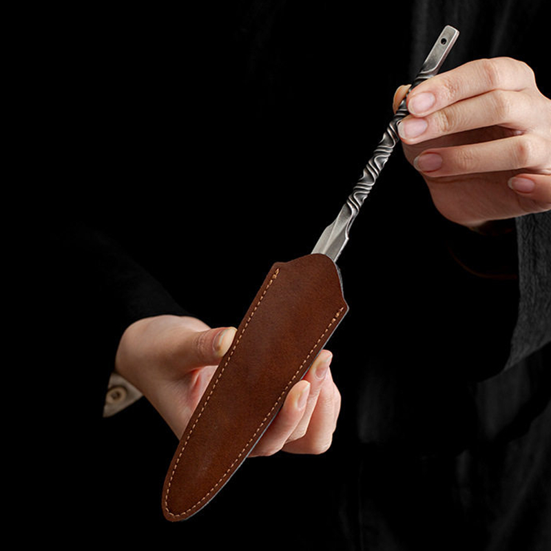 革鞘付きステンレス鋼茶刀 - プーアル茶用茶摘み針ツール、中 - Leatherwork Knives のレビューと価格