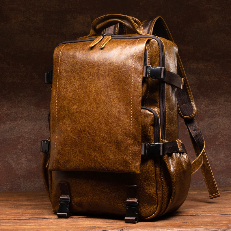 男性と女性のためのレトロな牛革のバックパック,革のトラベルバ - Leather Work Womens Backpack のレビューと価格